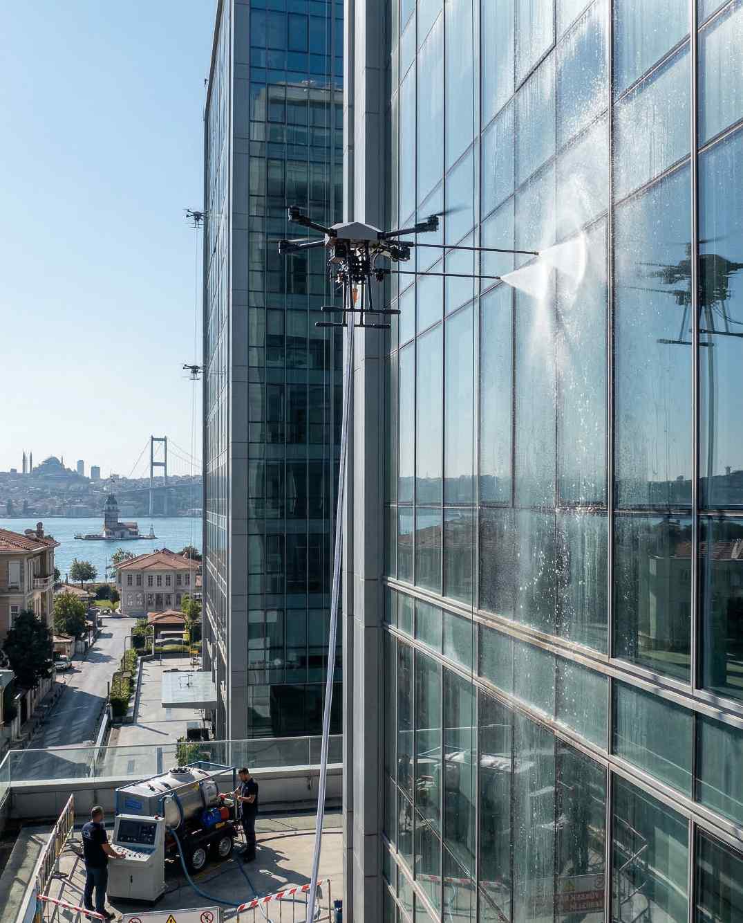 Drone ile dış cephe cam temizliği hizmetleri