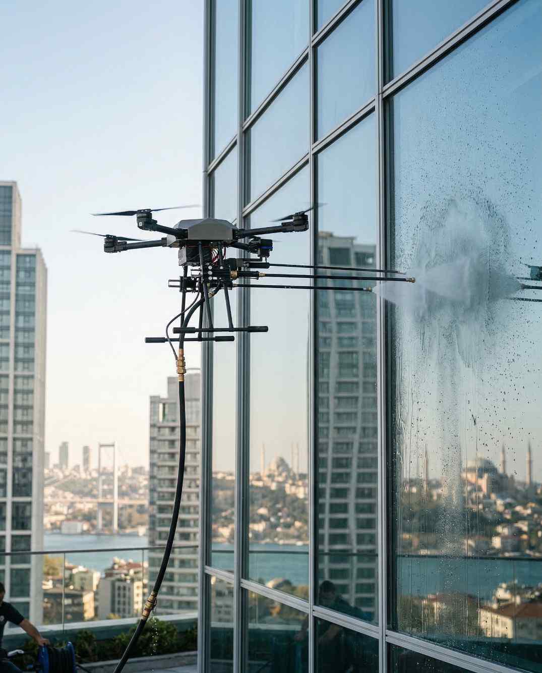 Drone ile Maslak dış cephe temizliği hizmetleri