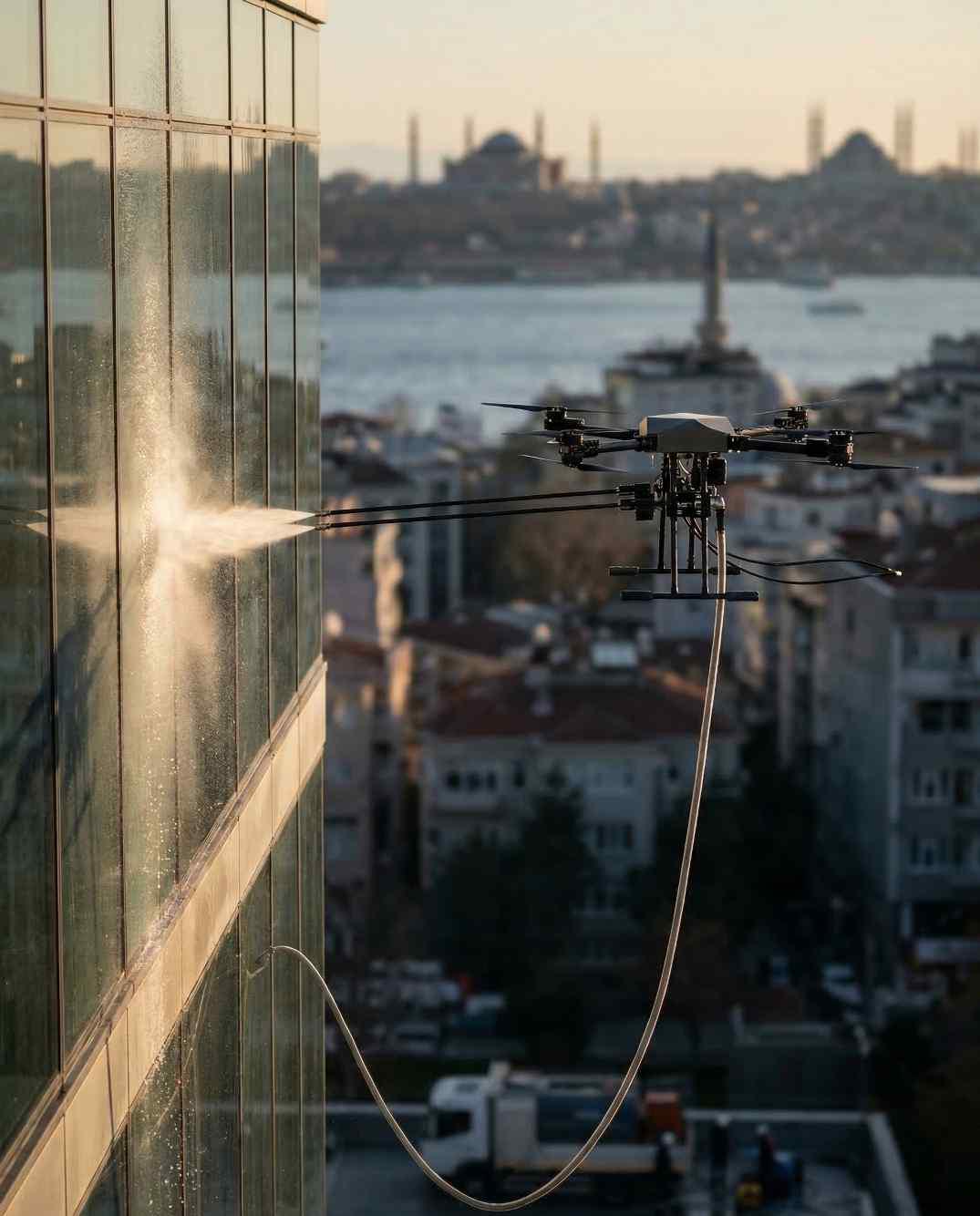 Drone ile Üsküdar dış cephe cam temizliği hizmetleri