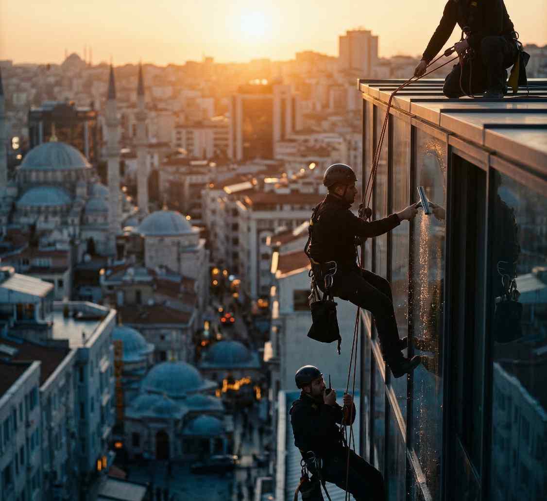 İple erişimle dış cephe temizliği hizmetleri