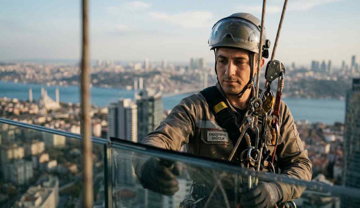 Saf su ile dış cephe cam temizliği