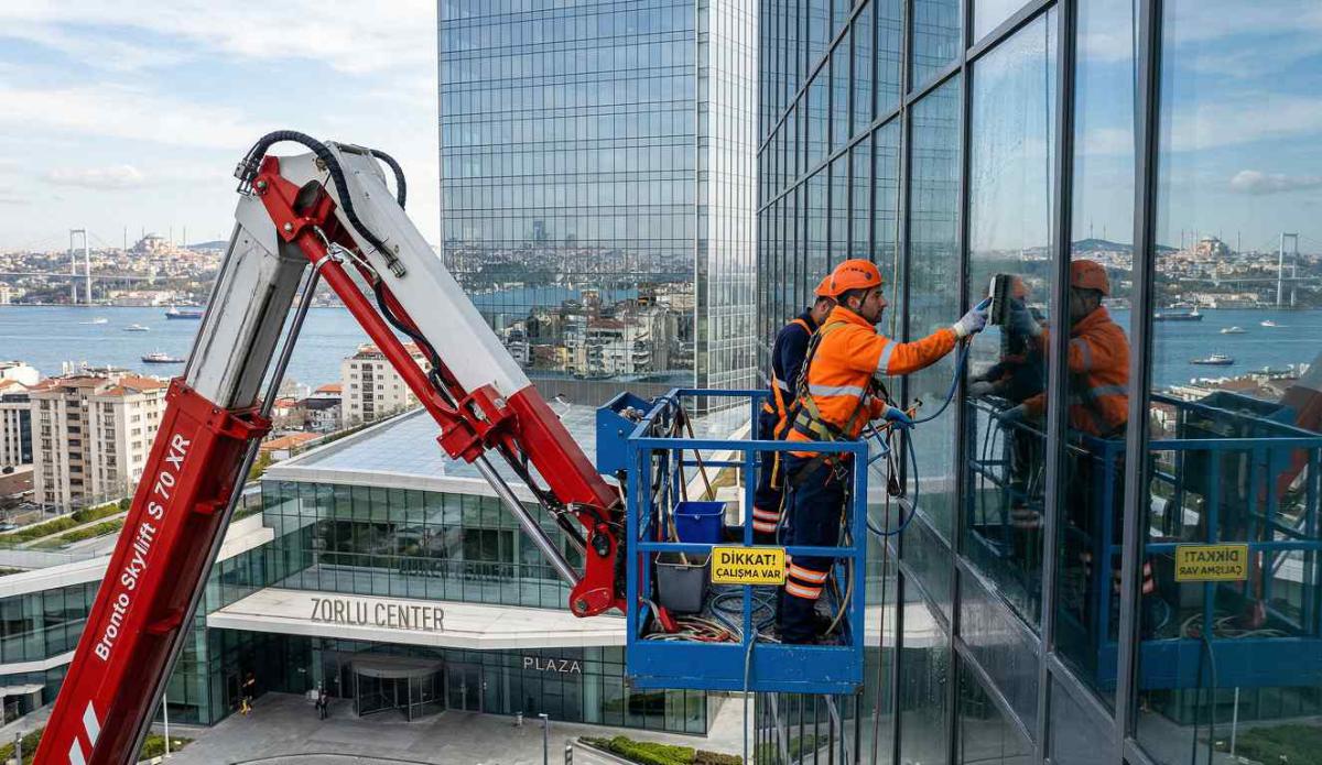 Sepetli vinç ile Florya dış cephe temizliği hizmetleri